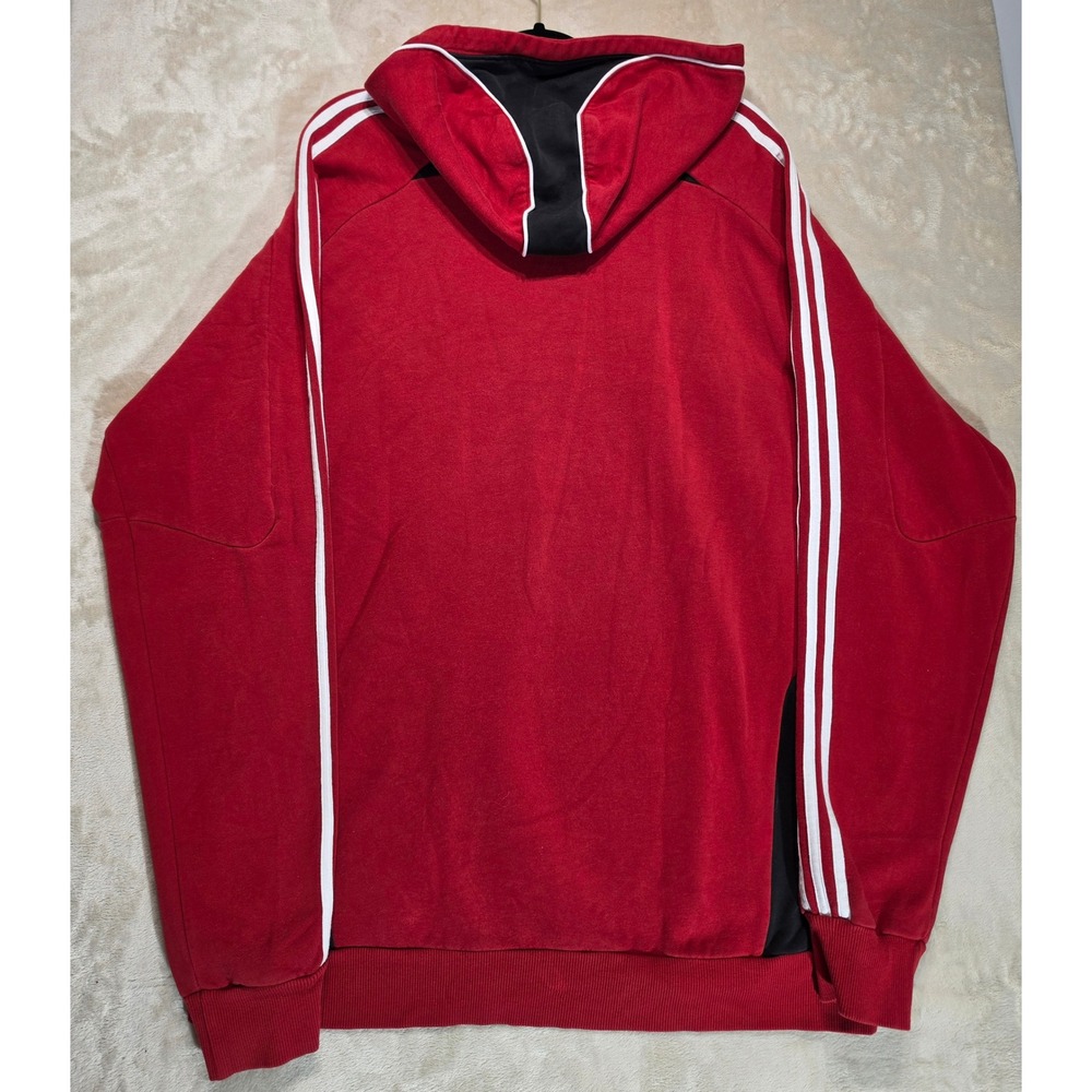 Adidas Mens Red Black White Stripe Pullover Hoodie Fleece Sweatshirt Size 2XL - Picture 6 of 6